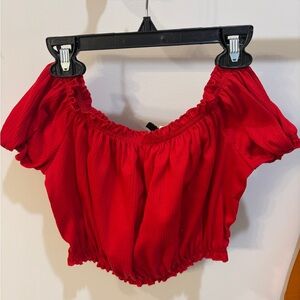 Red classic strapless crop top
